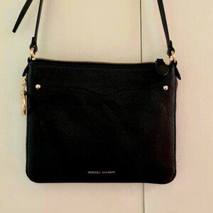 Rebecca Minkoff Black Leather Crossbody Bag Handbag Purse Gold Hardware Zippers